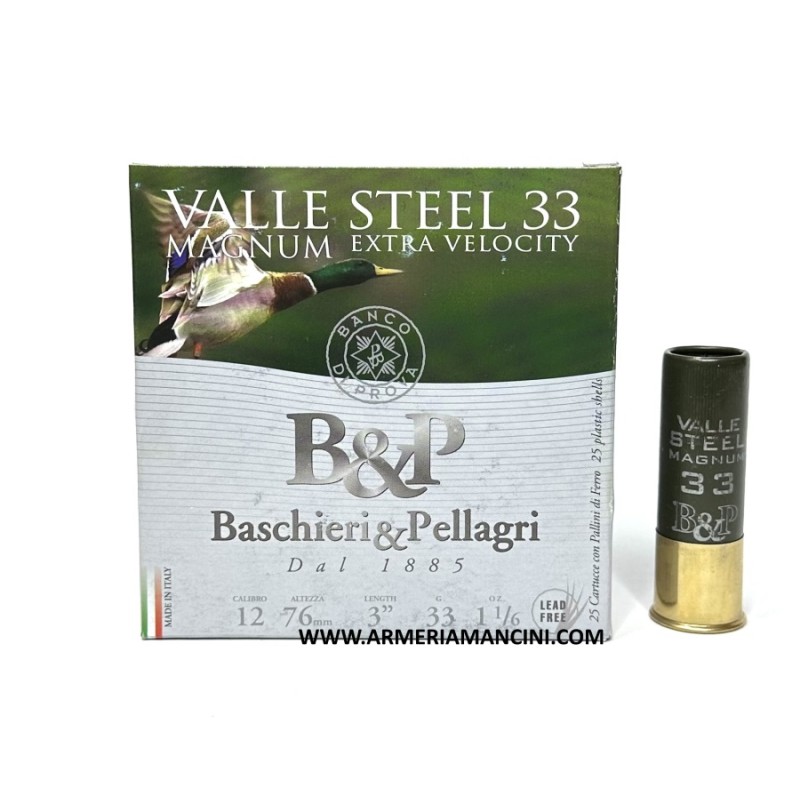 Cartucce B&p Valle Steel Magnum Cal 12 Gr 33