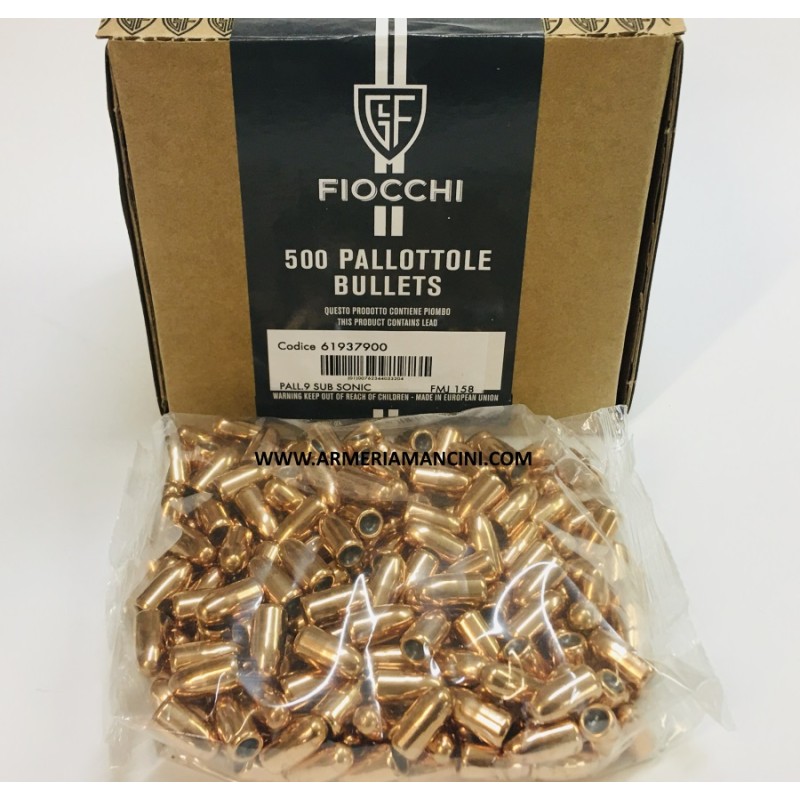 Palle Fiocchi Da Pistola Cal 9 Subsonic Gr 158 Fmj