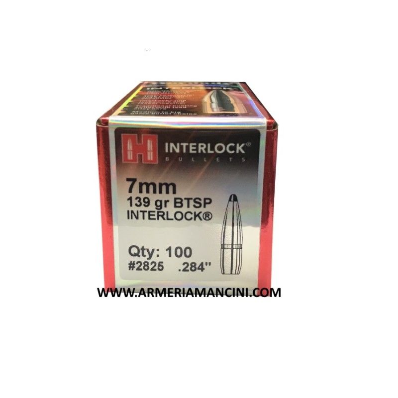 Palle Hornady Interlock Cal 7 Mm Gr 139 Btsp
