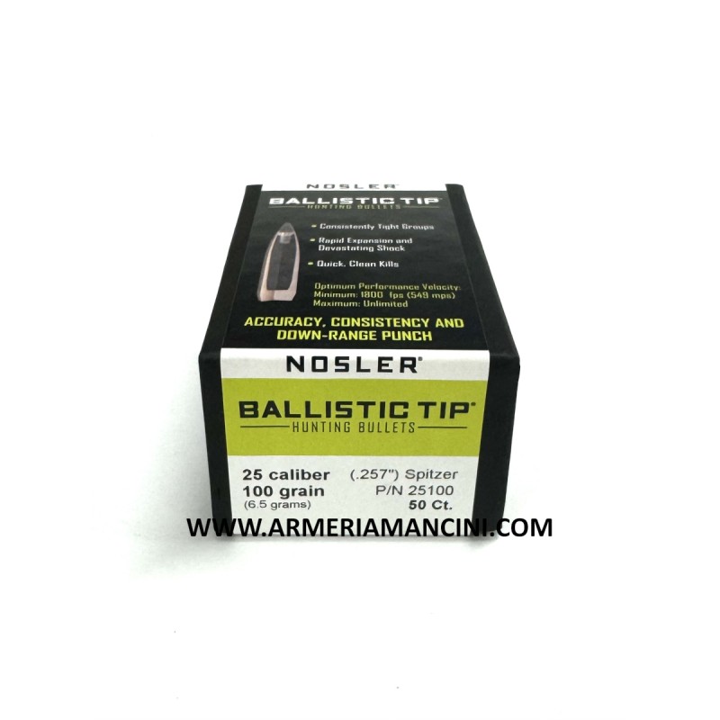 Palle Nosler Ballistic Tip Cal 25 Gr 100
