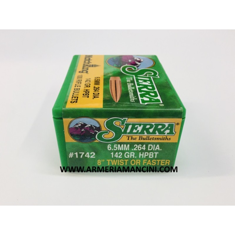 Palle Sierra Matchking Cal 6,5 Gr 142 Hpbt