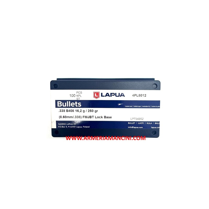 Palle Lapua Lock Base Cal 338 Gr 250