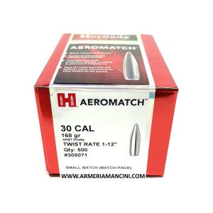 Palle Hornady Aeromatch Cal 30 Gr 168 HPBT